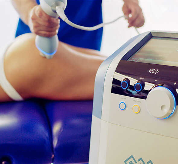 Emtone product being used on a female's gluteus maximus